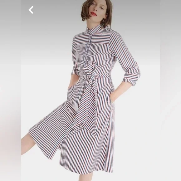 J. Crew Striped Midi Dress - Red, Blue, White - Picture 2 of 10